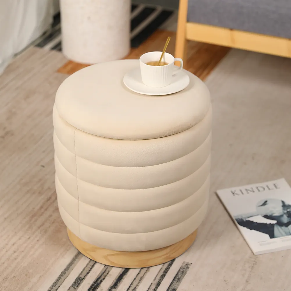 Round Storage Pouffe Wholesale - NEW IMAGE 2