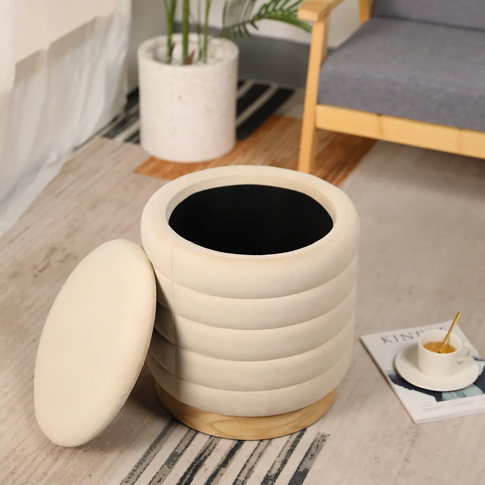 Round Storage Pouffe Wholesale - NEW IMAGE 3