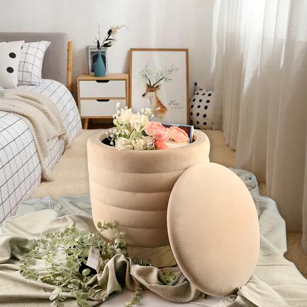 Round Storage Pouffe Wholesale - NEW IMAGE 9