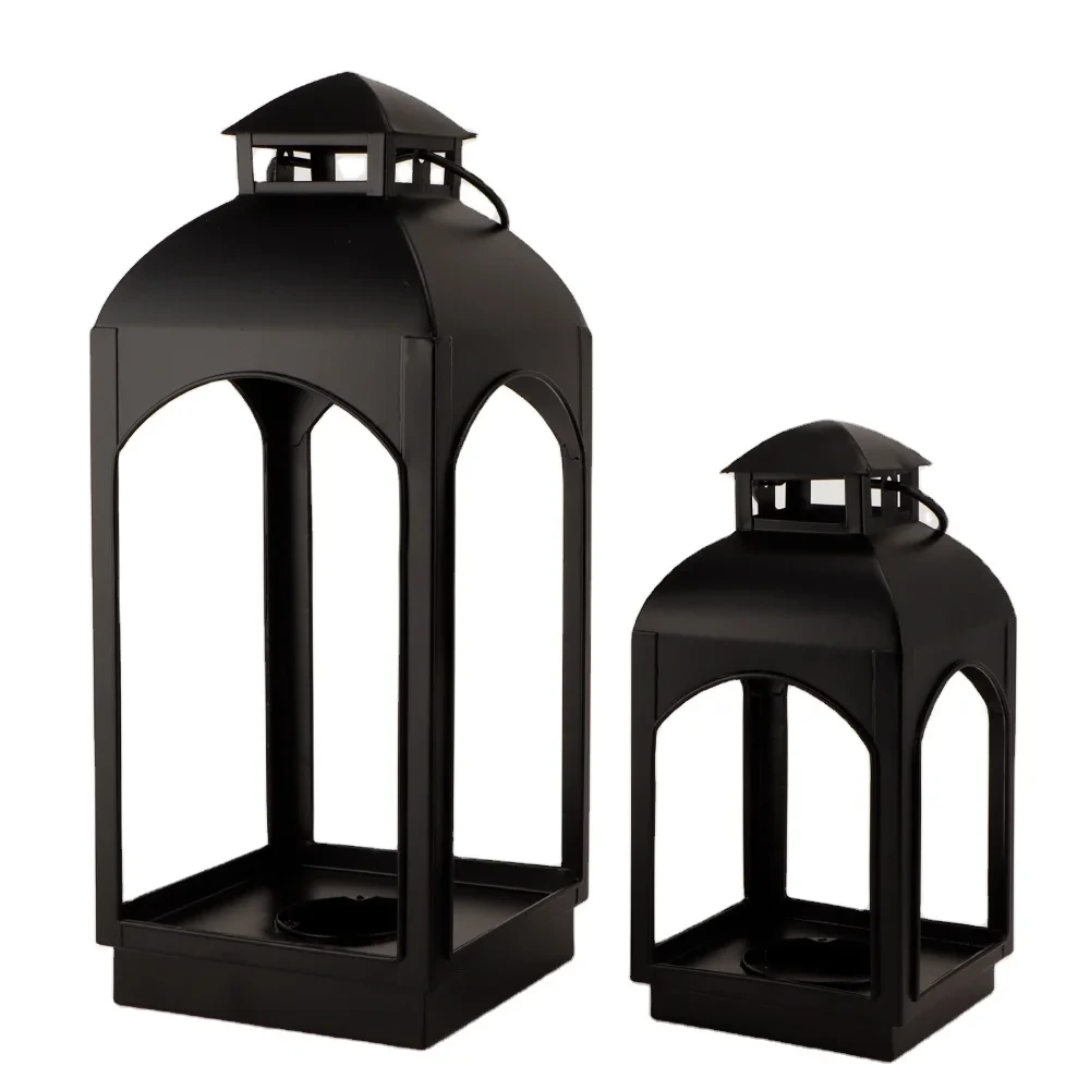 New Design Set Of 2 Antique Metal Candle Lanterns Candle Lanterns Hanging Ring For Rustic Home Decor 1