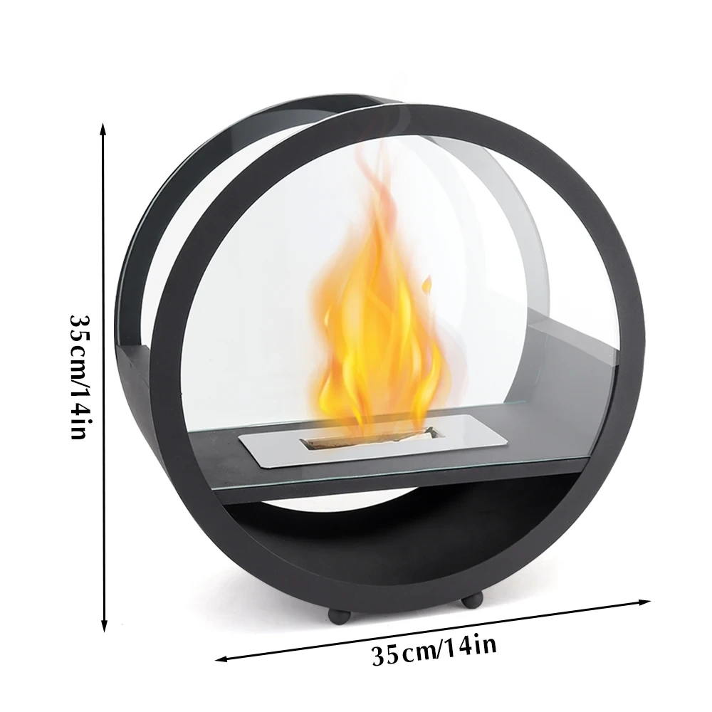 D14 Inch Outdoor Round Table Fireplace Black Bio Decorative Ethanole Fireplace For Indoor And Patio 1