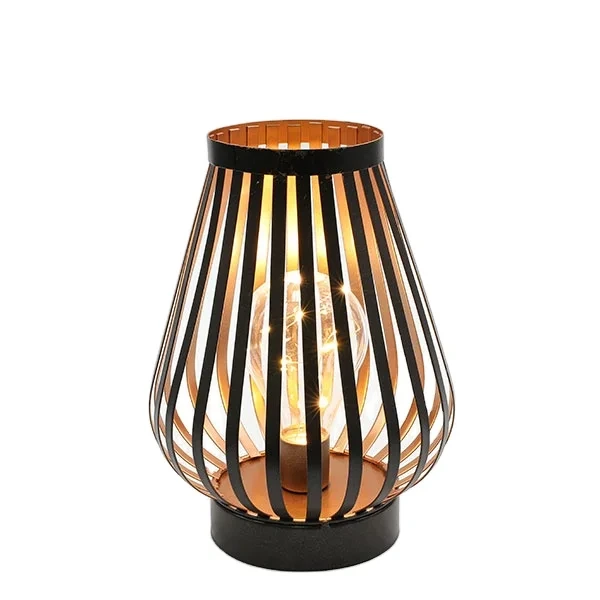 Zasilana z baterii lampa stołowa z metalową klatką 8,7 cala bezprzewodowe światło akcentujące z żarówką Led w stylu edisona na przyjęcia weselne wystrój patio 1