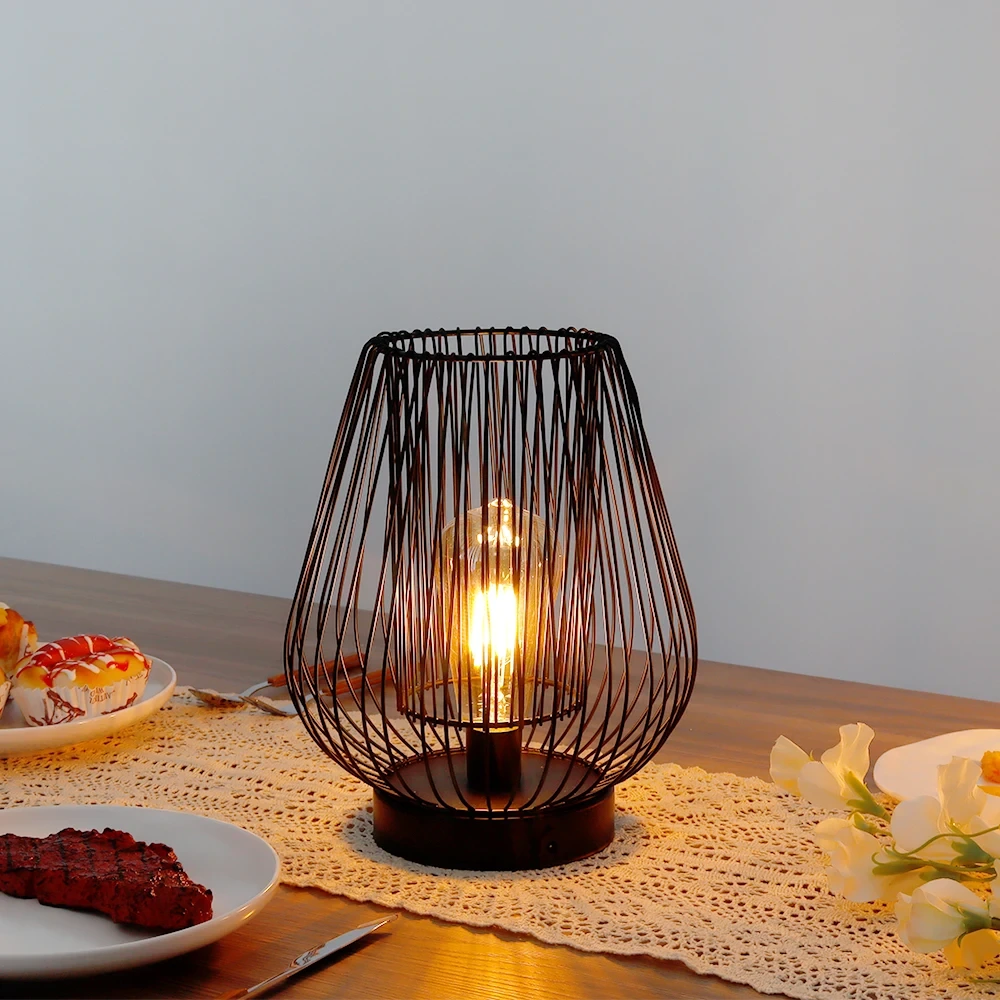 Lampada da tavolo a led Lampada da terra AAA a batteria o elettrica con paralume per la decorazione domestica con connessione di alimentazione USB da 1 m 1