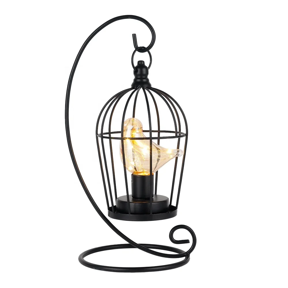 Europese stijl metalen vogelkooivorm hangende lantaarn ijzeren kunst romantische vogelkooilamp voor huisdecoratie 1