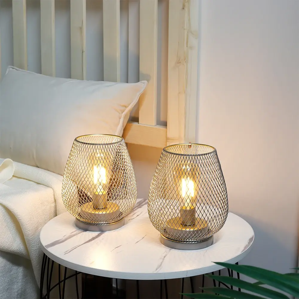 Black Birdcage Table Lamp 3AAA Battery by NEW IMAGE 2