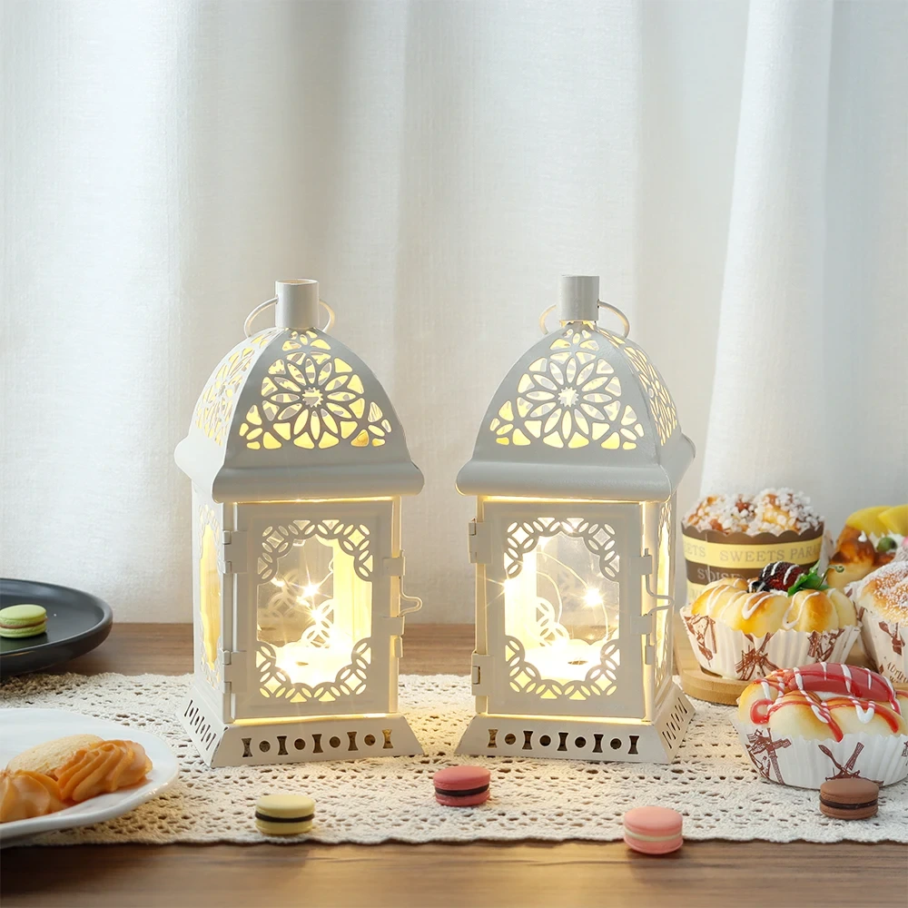Retro Wrought Iron String Light Hollow Battery Lantern Ambient Decorative Lamp For Home Indoor Decoration 1
