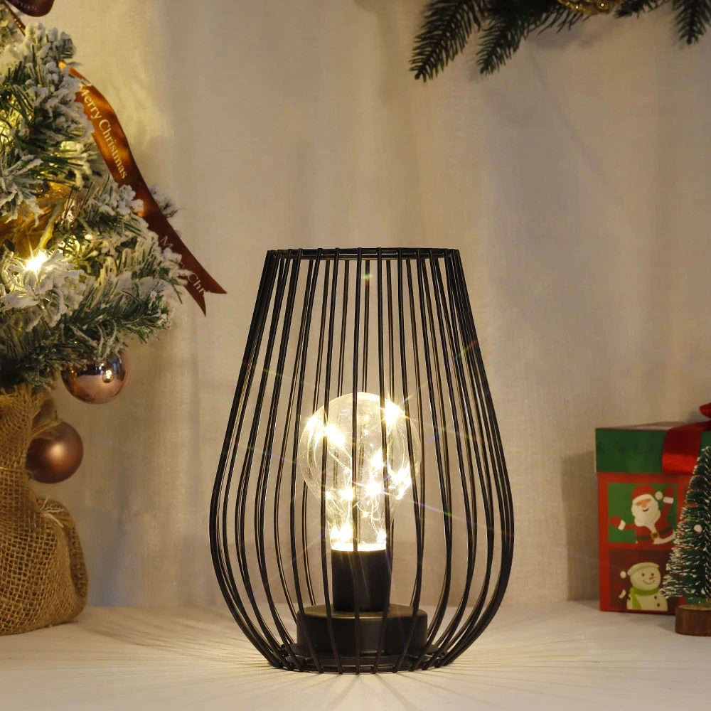 Unique Design Black Metal Table Lamp Led String Light Bulb Holiday Christmas Decorative Lamp Portable Desk Lamp 1