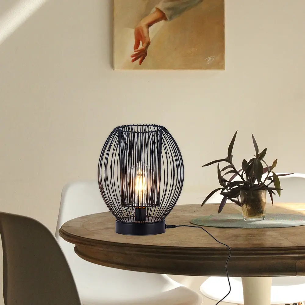 Black Birdcage Table Lamp 25.00 * 25.00 * 28.00 Cm - - NEW IMAGE 7