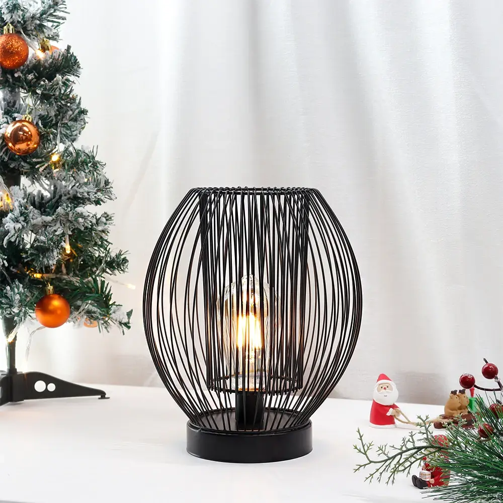 Black Birdcage Table Lamp 25.00 * 25.00 * 28.00 Cm - - NEW IMAGE 4