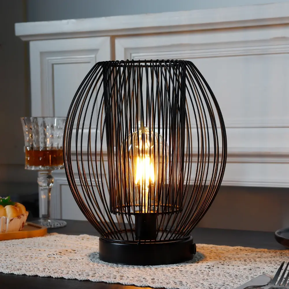 Black Birdcage Table Lamp 25.00 * 25.00 * 28.00 Cm - - NEW IMAGE 2