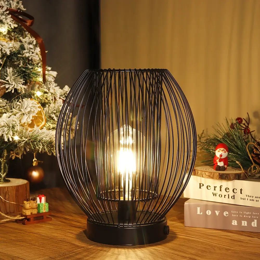 Black Birdcage Table Lamp 25.00 * 25.00 * 28.00 Cm - - NEW IMAGE 6