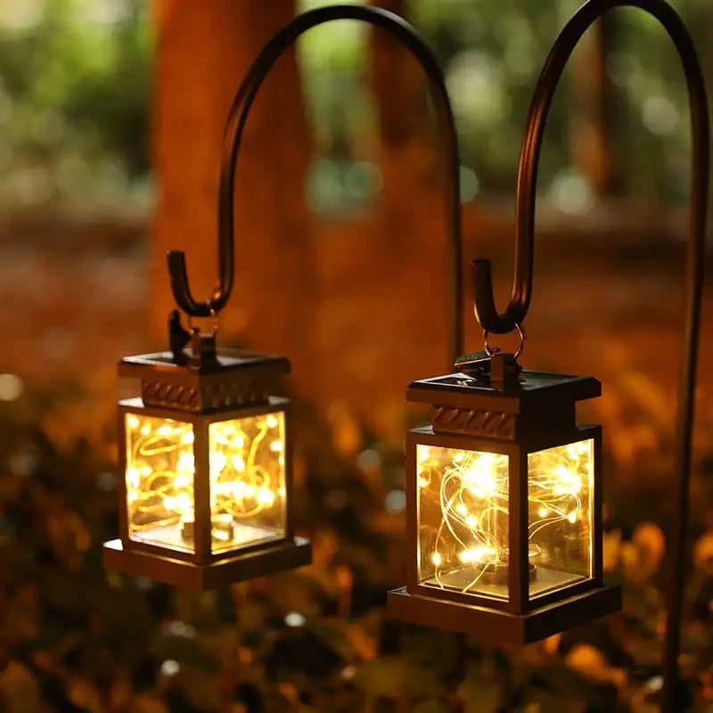 Set Of 2 Solar Lantern Outdoor Waterproof Solar Powered Table Lamp Hanging Lighting With Warm Led Fairy String Lights 1