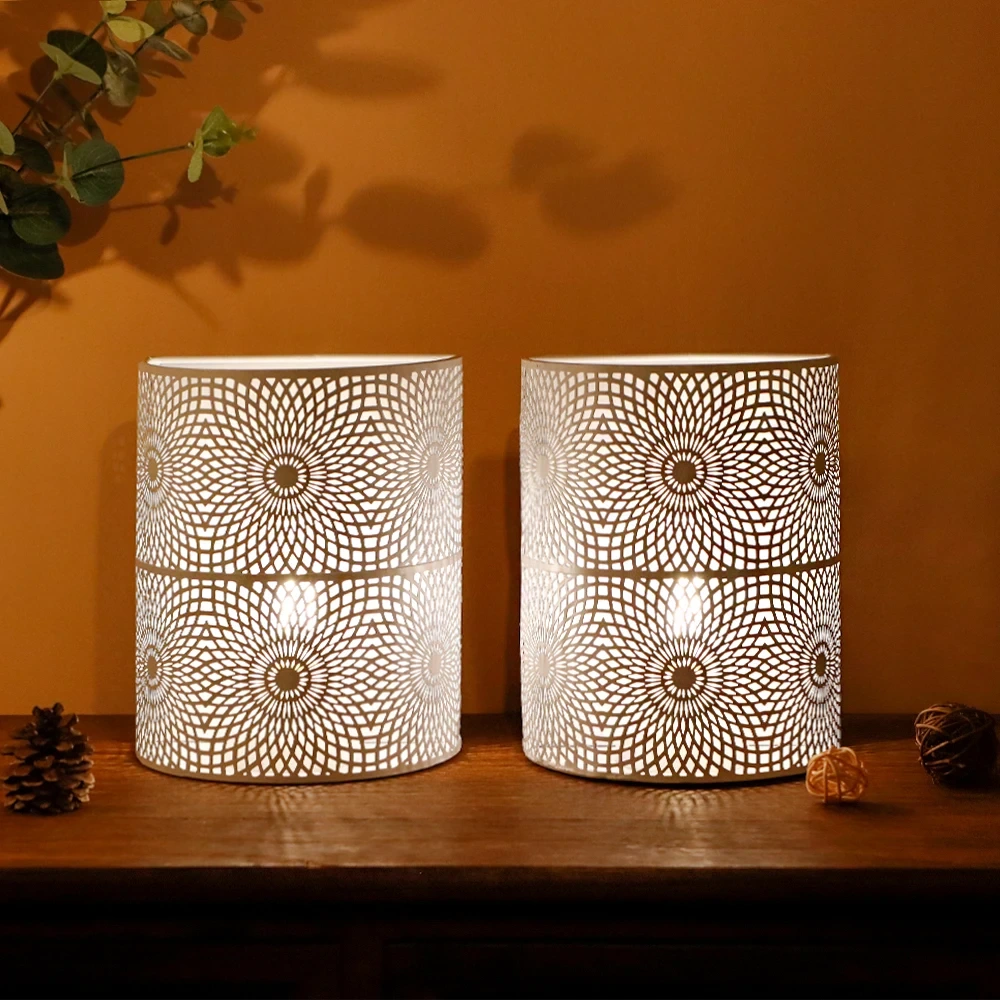 Hollow Metal Mesh Battery Wall Lamp Cordless White Love Pattern Wall Led Sconce For Hotel Bedroom Lighting 1