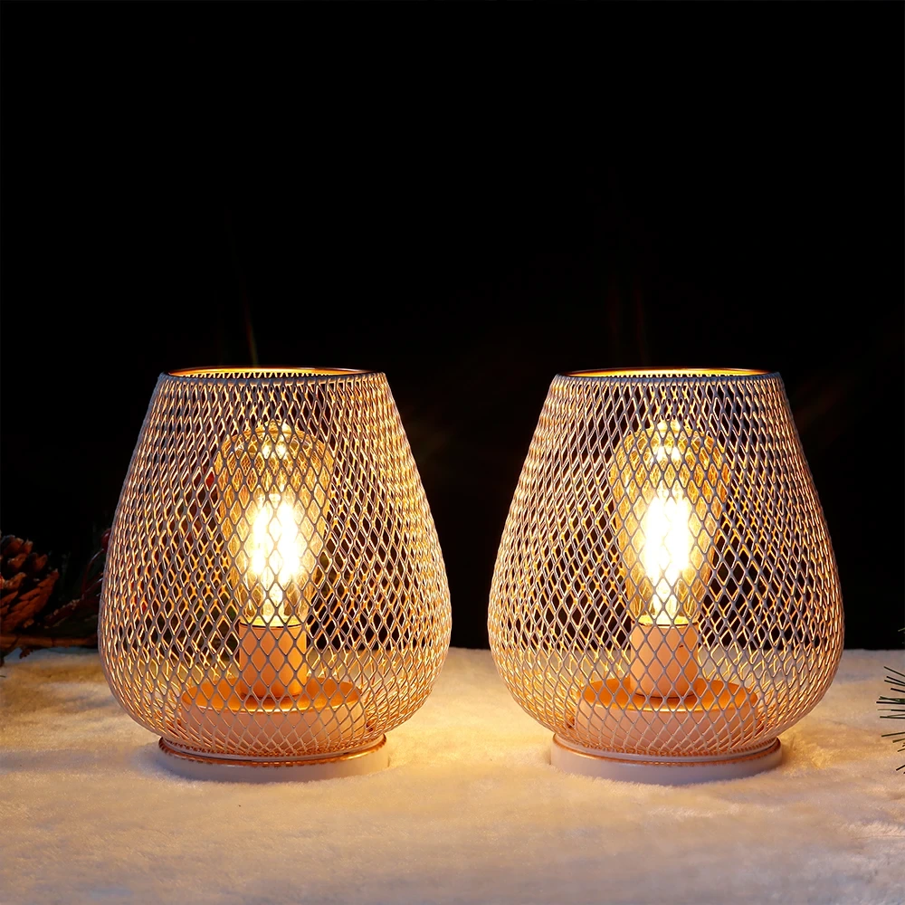 White Metal Mesh Table Lamp Battery Powered Cordless Night Lamp Wholesale Restaurant Table Lamp 1