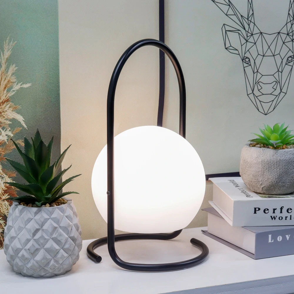 Nordic Style Bordlampe Genopladelig Dæmpbar Metal Sphere Bordlampe 1