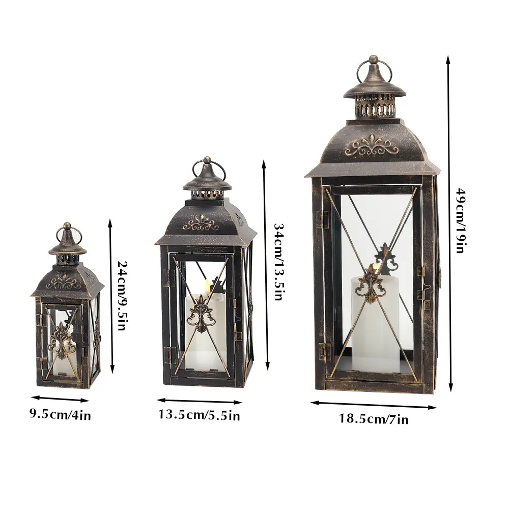 Hurricane Lanterns for Candles Iron & Glass - - NEW IMAGE 7