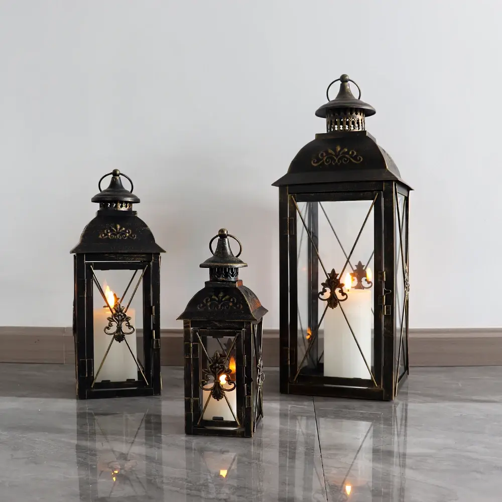 Hurricane Lanterns for Candles Iron & Glass - - NEW IMAGE 5