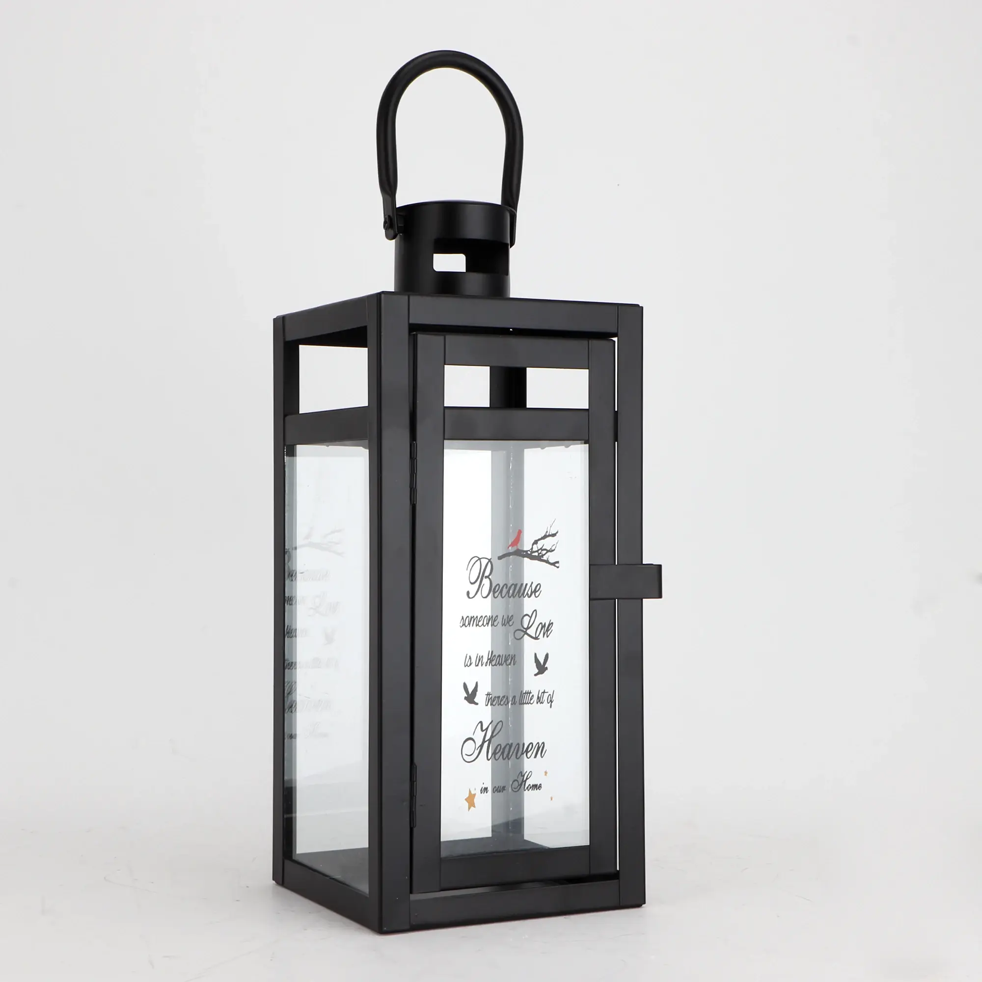 Hanging Lantern with Candle Iron & Glass by NEW IMAGE 4