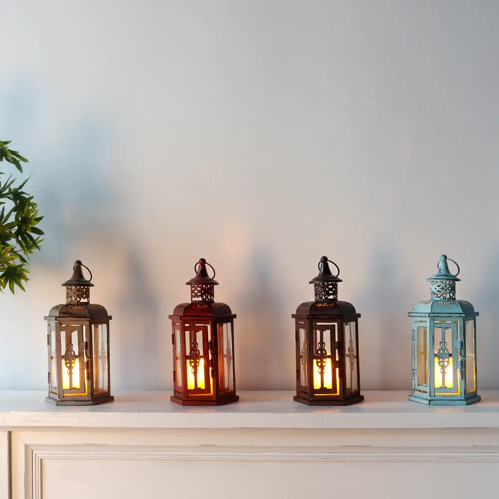 Outdoor Candle Holder Lantern Metal & Tempered Glass by NEW IMAGE 6
