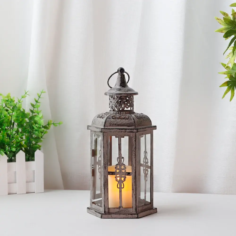 Outdoor Candle Holder Lantern Metal & Tempered Glass by NEW IMAGE 4