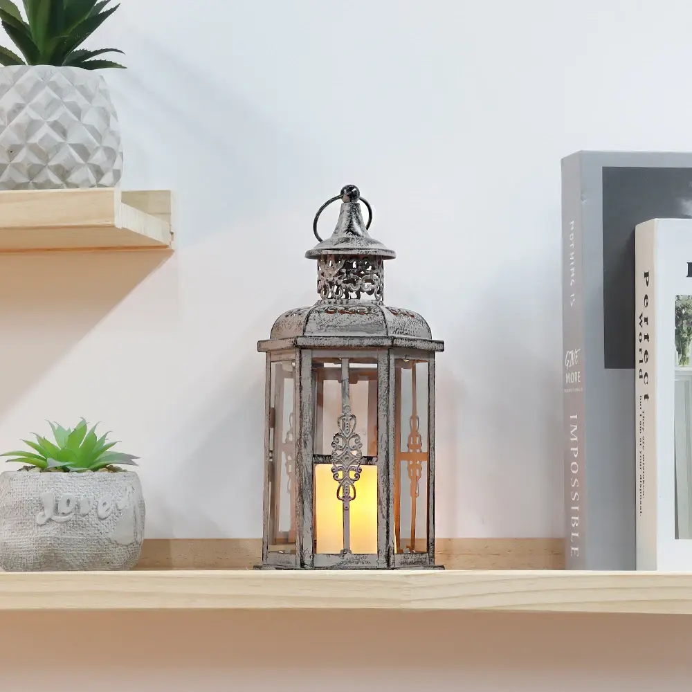 Outdoor Candle Holder Lantern Metal & Tempered Glass by NEW IMAGE 3