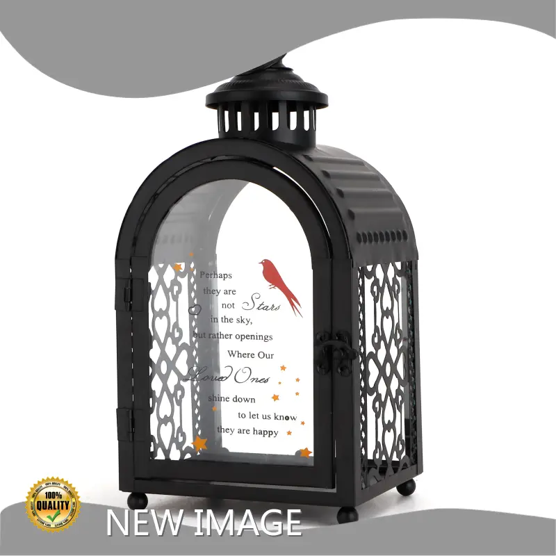 Hanging Lantern with Candle Iron & Glass by NEW IMAGE 1