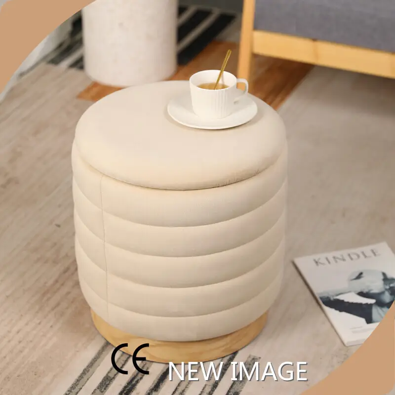 Round Storage Pouffe Wholesale - NEW IMAGE 1