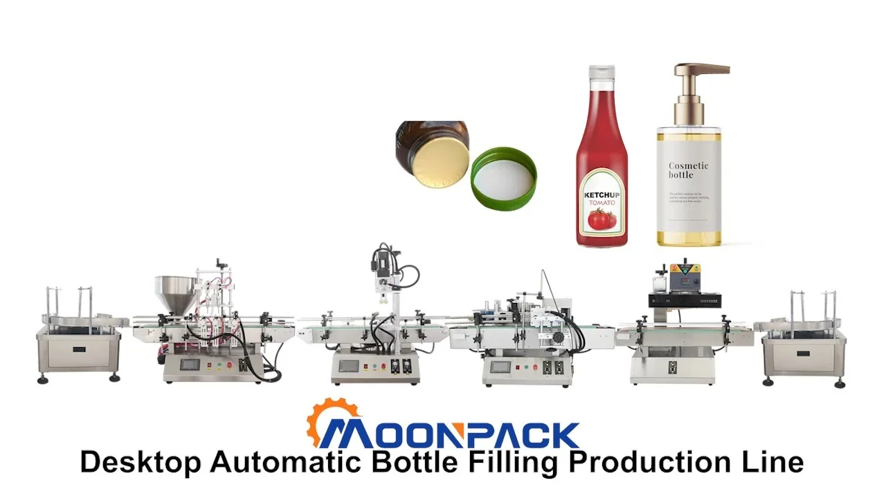 Moonpack Automatic Tabletop 4 Head Liquid Bottle Packing Machine Production Line 1