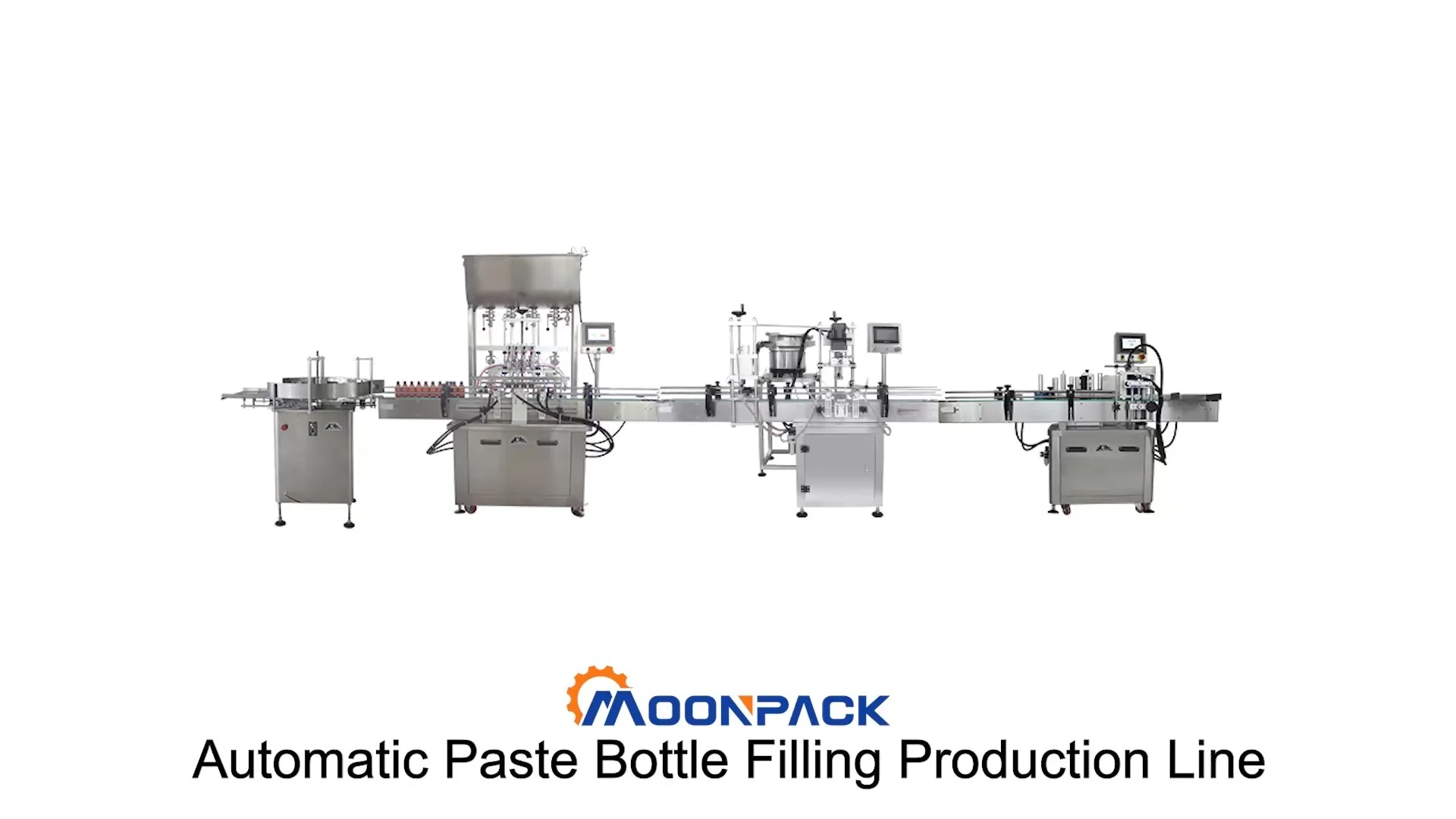 Moonpack Automatic 4 Head Paste Bottle Filling Capping Labeling Production Line 1