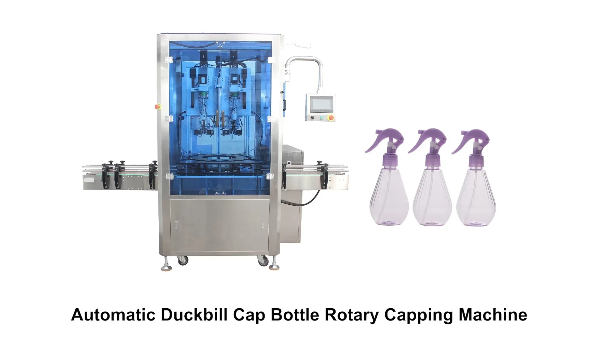 Automatic 2 Head Pump Bottle Cap Feeding Capping Machine 1