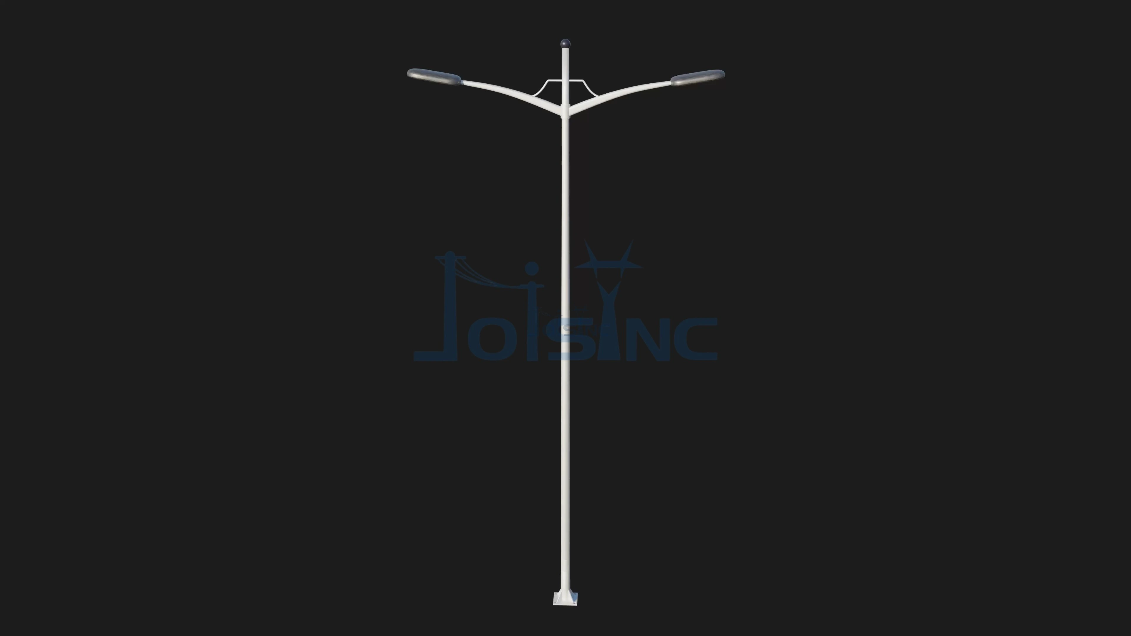 Steel Street Lighting Pole Double-Arm Structure for Dual-Lane Road Applications | Zexing 1