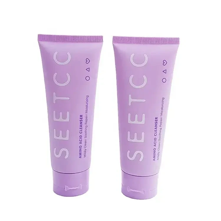 Wholesale Custom Sunscreen Cream Lotion Facial Cleanser Skincare Product Squeeze Purple Plastic Soft Pe Cosmetic Packaging Tube 1