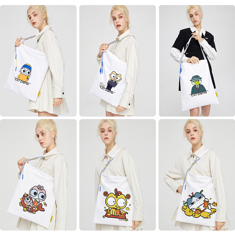 Custom Logo and Print Canvas Tote Bag Cartoon Handbags for Students DIY Art Craft Bags Ladies Shopping bags 8
