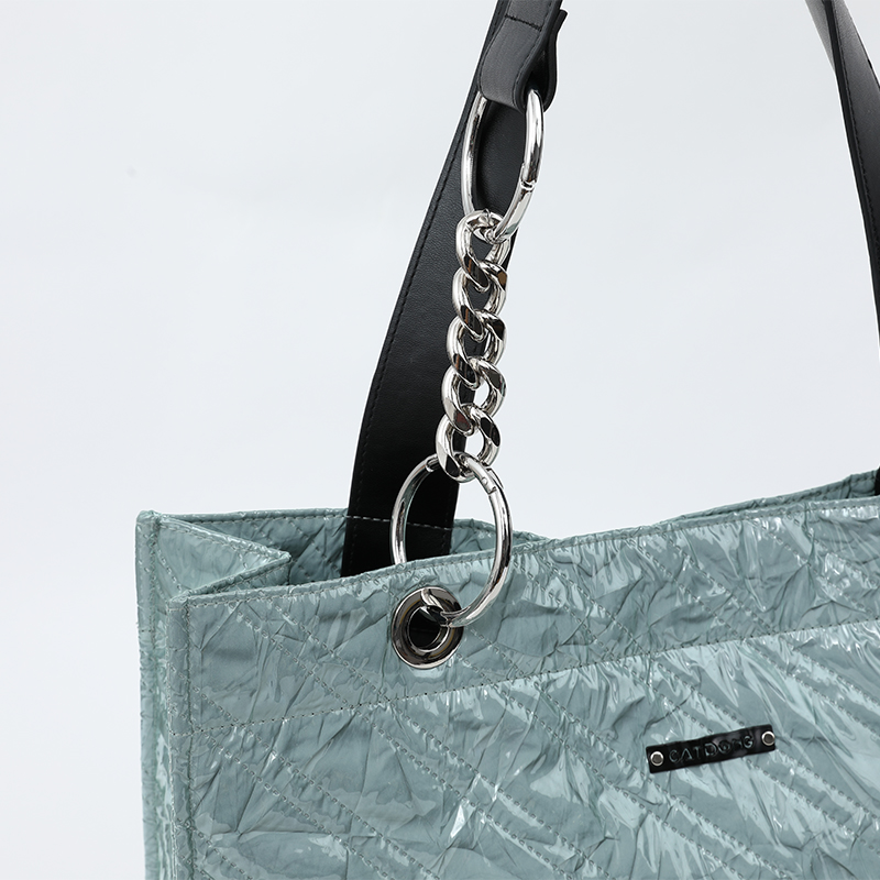 Newest fashion high visibility silver grey grocery reflective polyester reflector handle bag shopping reflective tote bag 3