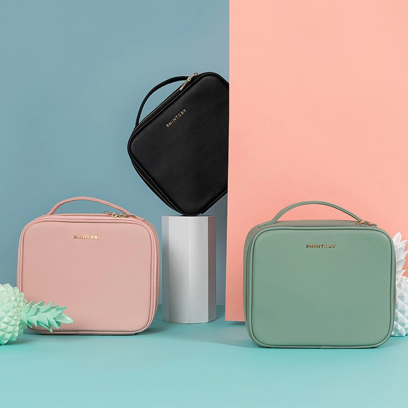 Trousse de maquillage de voyage, organisateur, sac de rangement Portable avec séparateurs réglables pour pinceaux de maquillage 1