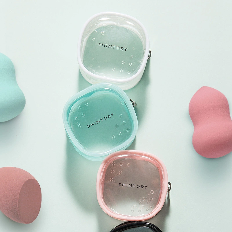 Mini bolso de maquillaje transparente para mujer, organizador de huevos de plástico de PVC, resistente al agua, transparente, para viaje 1