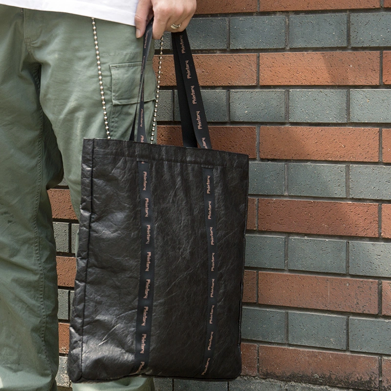 New design waterproof black tyvek tote grocery bag with pp webbing handle 1