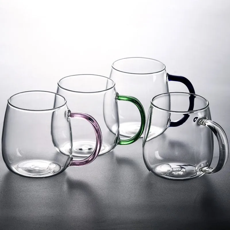 Wholesale Glassware Customized Logo Large 520ml Clear Borosilicate Insulated Single Wall glass coffee Tea Cups mugs With Handle 1