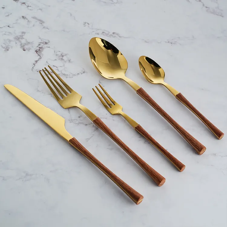 Customizedwood Handle Flatware for Office Stainless Steel Cs01@crystalhouseware.com 2