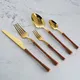 Customizedwood Handle Flatware for Office Stainless Steel Cs01@crystalhouseware.com 2