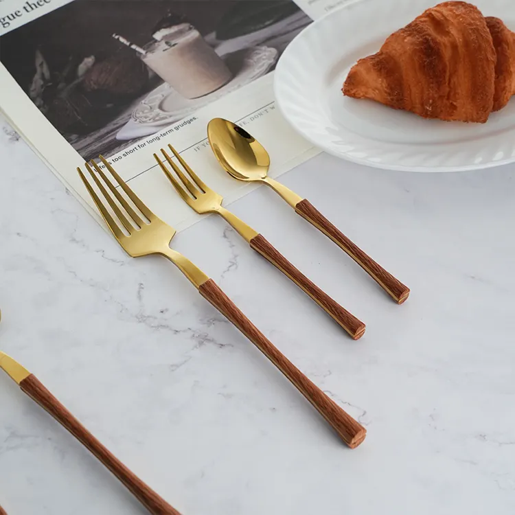 Customizedwood Handle Flatware for Office Stainless Steel Cs01@crystalhouseware.com 3