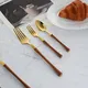 Customizedwood Handle Flatware for Office Stainless Steel Cs01@crystalhouseware.com 3