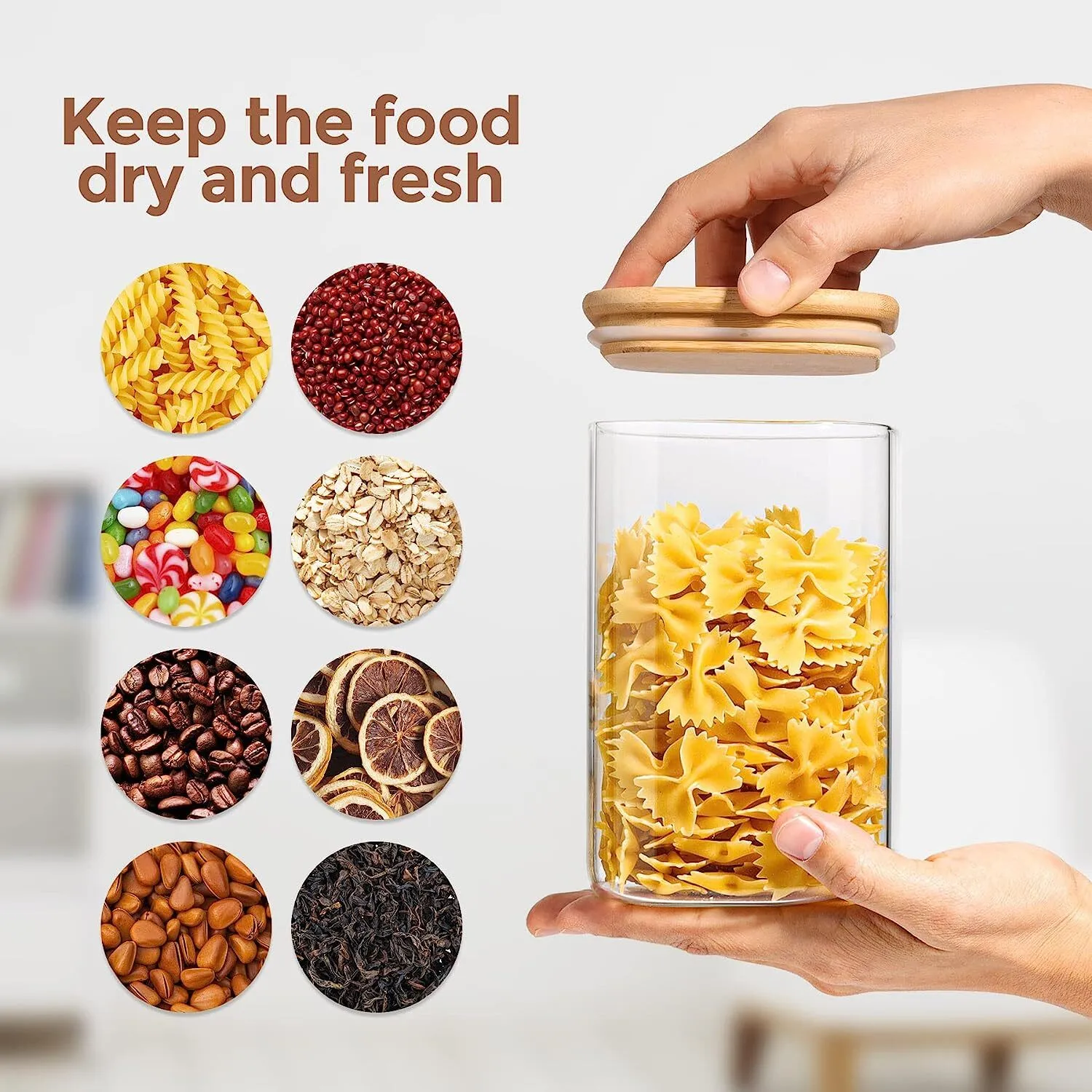 Glass Canister For Pantry Noodles Flour Cereal Rice Sugar Tea Coffee Beans Glass Containers for Food Storage 1