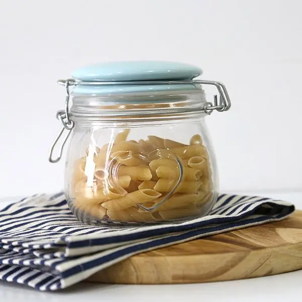 Wholesale Clear Good Grade Airtight Glass Food Storage Jars and Bottles Kitchen Glass Container with Ceramic Lid 1