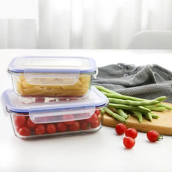 Главная Продукт Салатница из боросиликатного стекла 4 шт. Безопасный стеклянный ланч-бокс для микроволновой печи 1