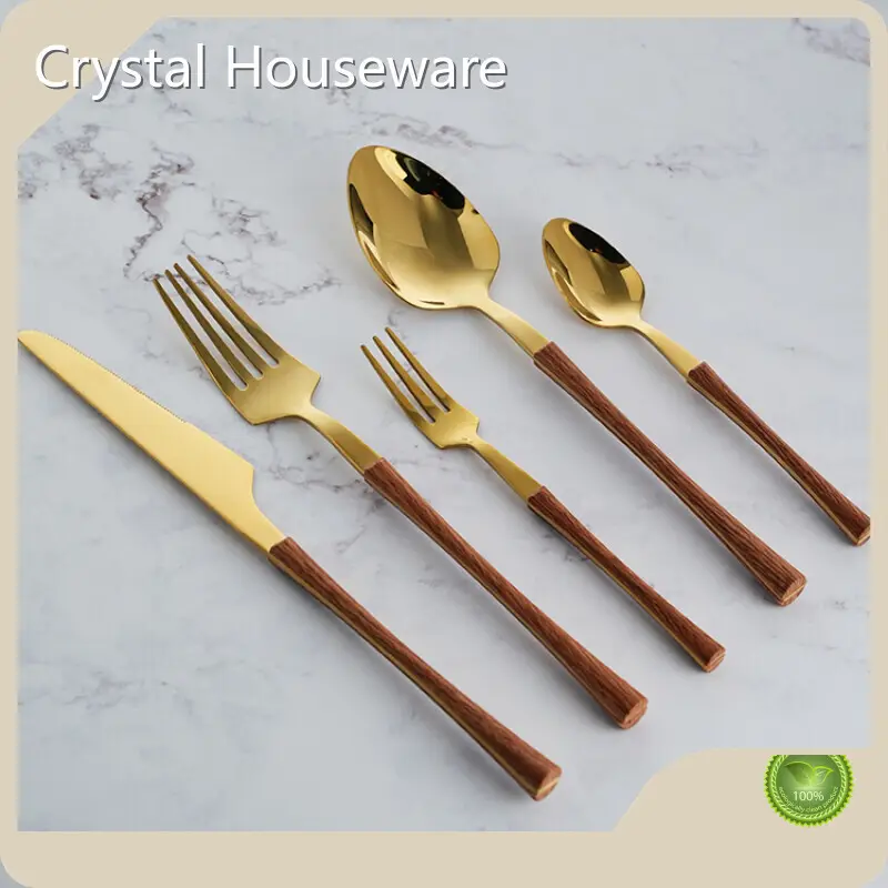 Customizedwood Handle Flatware for Office Stainless Steel Cs01@crystalhouseware.com 1