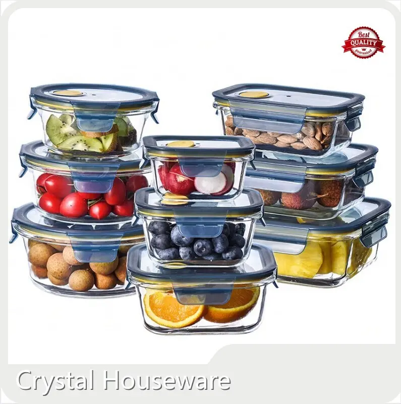 For Kitchen Glass Kitchen Containers with Lids High Borosilicate Glass by Crystal Houseware 1