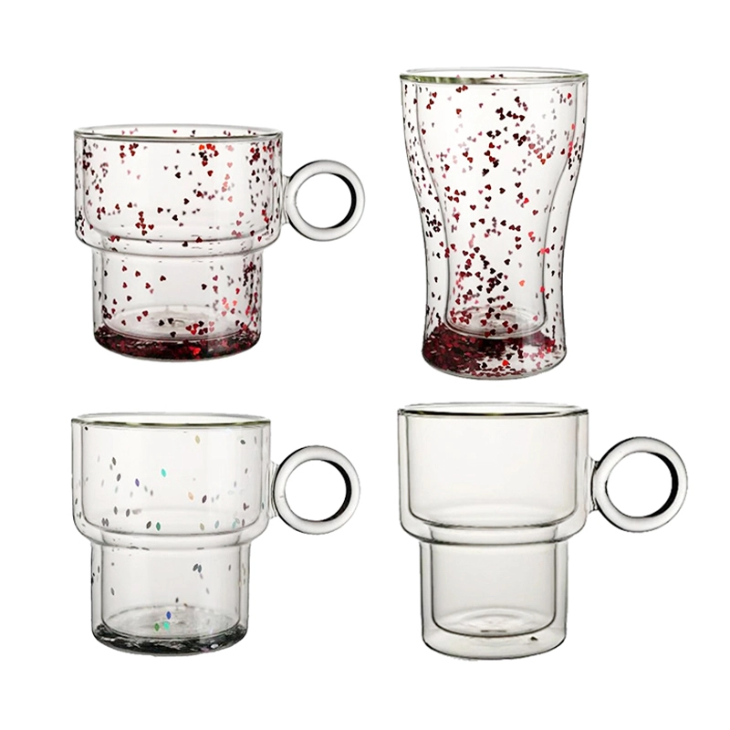 Borosilicate Double стена кружка 11 унций безалкогольный напиток Coffee Cufe с ручкой 1
