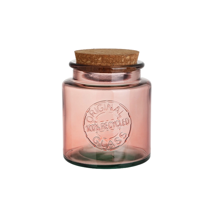 200/500/900 ml Pink  Recycled Glass Jar 1