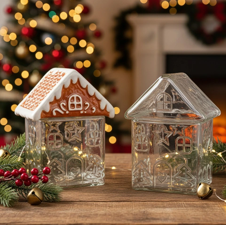 Tarro de dulces navideños de casita de jengibre de 1300 ml 1